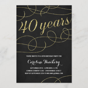 Gold 40th Birthday Party Invitation