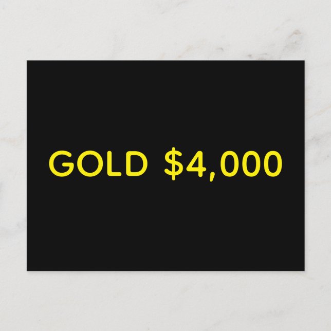 Gold $4,000 Market Celebration Postcard (Front)