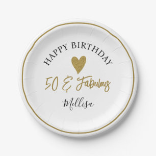 Gold 50 And Fabulous 50th Birthday Party  Paper Plate