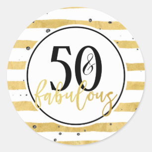Gold 50 and Fabulous Birthday Party Stickers