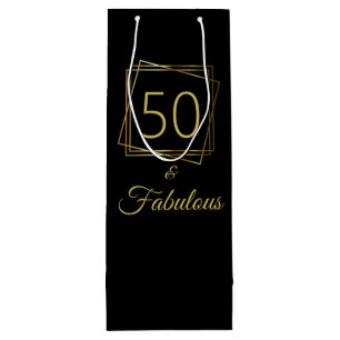 Gold 50 and Fabulous Birthday Wine Gift Bag