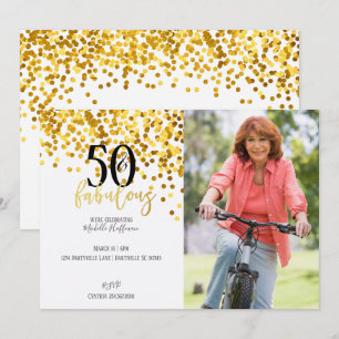 Gold 50 & Fabulous 50th Birthday Party Invitations