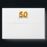 Gold 50 & Fabulous Modern 50th Birthday Envelope<br><div class="desc">Celebrate your milestone birthday with this elegant envelope that features a design with 50 in a gold balloon style font. The inside has a black background and gold colour stripes.</div>