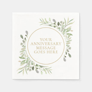 Gold 50th Anniversary Greenery Eucalyptus Leaves Napkin