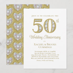 Gold 50th Anniversary Party Invitation