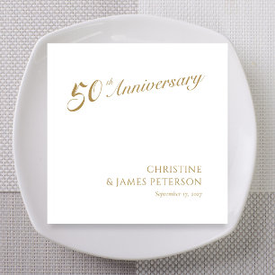 Gold 50th Anniversary Personalised Wedding Napkin