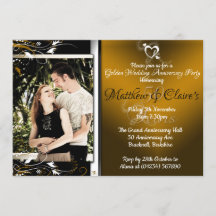 Gold 50th Anniversary Photo Invitations