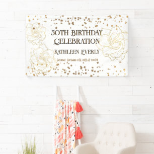 Gold 50th Birthday Celebration Banner