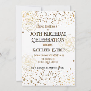 Gold 50th Birthday Celebration  Invitation