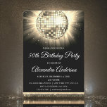 Gold 50th Birthday Party 70s Disco Ball Invitation<br><div class="desc">Gold Fiftieth Birthday Party Silver Disco Ball Party Invitation. The Gold and Black 50th Birthday Party Invitation is perfect for a modern 50th Birthday Party.</div>