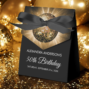 Gold 50th Birthday Party Gold Disco Ball Favour Box