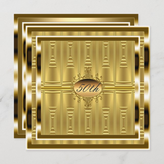 Gold 50th Birthday Party  Invitation Gold (Front/Back)