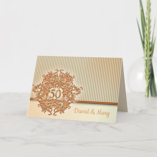 Gold, 50th Wedding Anniversary. Card (Front)