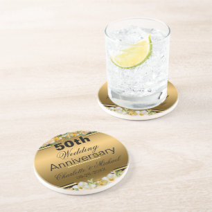 Gold 50th Wedding Anniversary Coaster