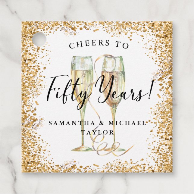 Gold 50th Wedding Anniversary Favour Tags (Front)