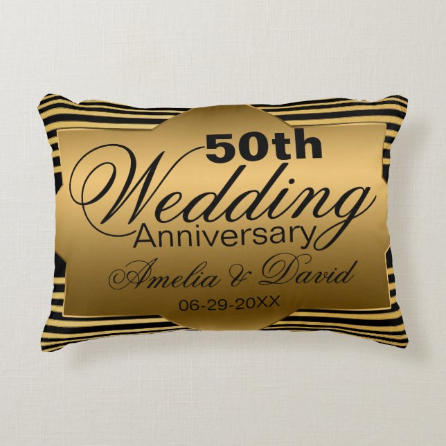 Gold 50th Wedding Anniversary Gift Decorative Cushion (Front)