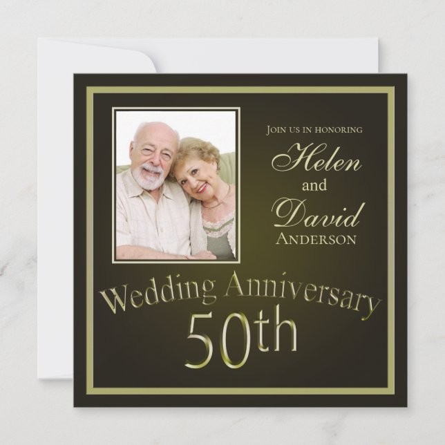 Gold 50th Wedding Anniversary Invitation (Front)