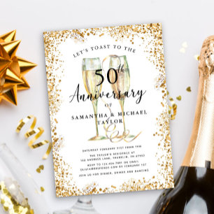 Gold 50th Wedding Anniversary Invitation