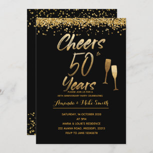 Gold 50th Wedding Anniversary Invitation