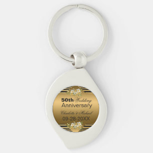 Gold 50th Wedding Anniversary   Key Ring