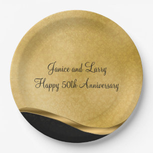 Gold 50th Wedding Anniversary  Paper Plate