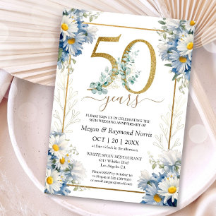 Gold 50th Wedding Anniversary Party Wild Daisy Invitation