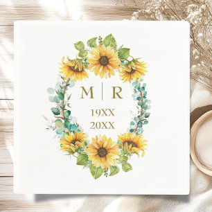 Gold 50th Wedding Anniversary Sunflower Floral  Napkin