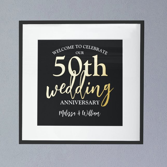 Gold 50th Wedding Anniversary Welcome Sign (Creator Uploaded)