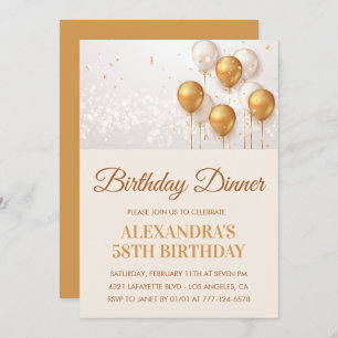 Gold 58th birthday invitation Birthday dinner