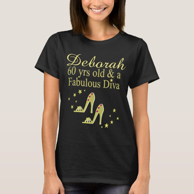 GOLD 60 YRS OLD & A FABULOUS DIVA PERSONALIZED TEE (Front)