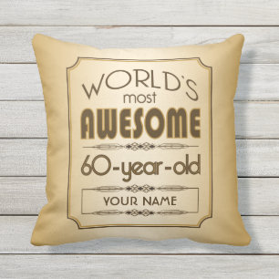 Gold 60th Birthday Celebration World Best Fabulous Outdoor Cushion