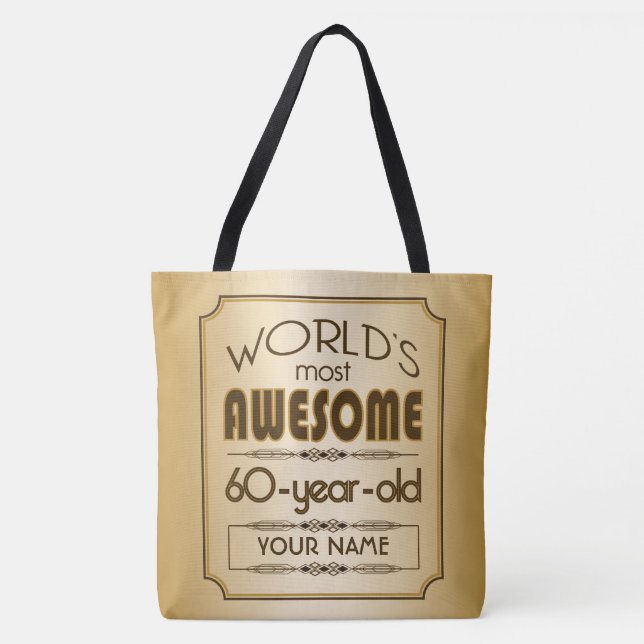 Gold 60th Birthday Celebration World Best Fabulous Tote Bag (Front)