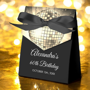 Gold 60th Birthday Party 70's Disco Ball Favour Box