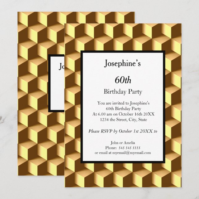 Gold 60th Birthday Party Invitation (Front/Back)