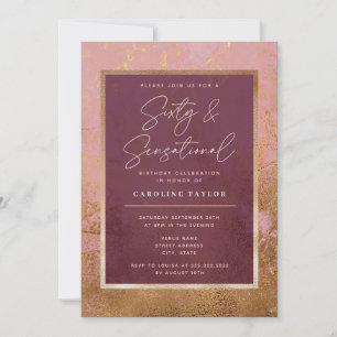 Gold 60th Birthday Party  Invitation