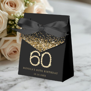 Gold 60th Diamonds Birthday Party Favour Box