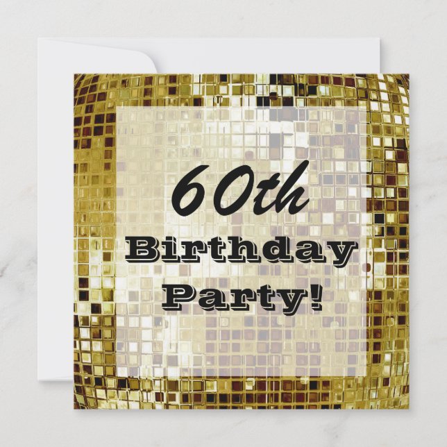 Gold 60th Or Any Age Birthday Party Invitation (Front)
