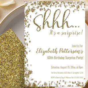 Gold 60th Surprise Birthday Party Invitation