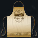 Gold 65th Birthday Celebration World Best Fabulous Apron<br><div class="desc">Celebrate the milestone birthday of your favorite senior citizen with this classy gift reminding them of how fabulous they are. Clean lines and tones of brown, gold and cream make up this simple yet elegant design that may be customized with names, initials or other text. This series is in increments...</div>