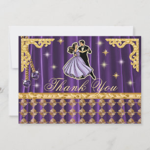 Gold 65th Birthday Thank You with Dancers Card