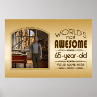 Gold 65th Birthday World’s Best Custom Photo Frame