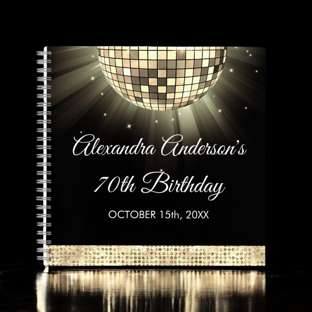Gold 70th Birthday 70's Disco Ball Guest Book (Creator Uploaded)