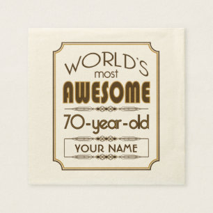 Gold 70th Birthday Celebration World Best Fabulous Napkin