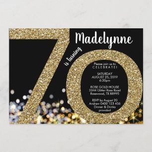 Gold 70th Birthday Invitation - 70th Invitation