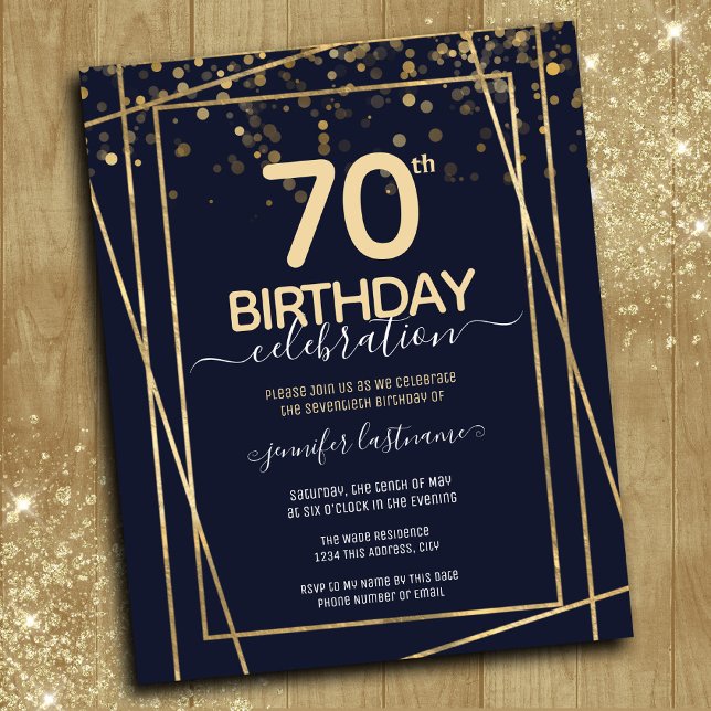 Gold 70th Birthday Party Budget Invitation (Creator Uploaded)