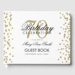 Gold 70th Birthday Party Glitter Confetti Guest Book<br><div class="desc">Elegant 70th Birthday Party Gold Glitter Confetti White template.</div>