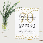 Gold 70th Birthday Save Date Confetti Save The Date<br><div class="desc">Elegant "70th Birthday Party" design with Gold Faux Glitter Confetti White and custom name and details text. Easy to use and easy to personalise. Order Today!</div>