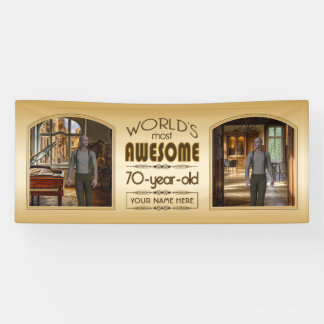 Gold 70th Birthday World’s Best Custom Photo Frame Banner