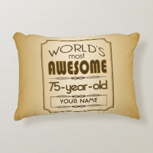 Gold 75th Birthday Celebration World Best Fabulous Decorative Cushion