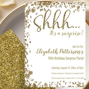 Gold 78th Surprise Birthday Party Invitation